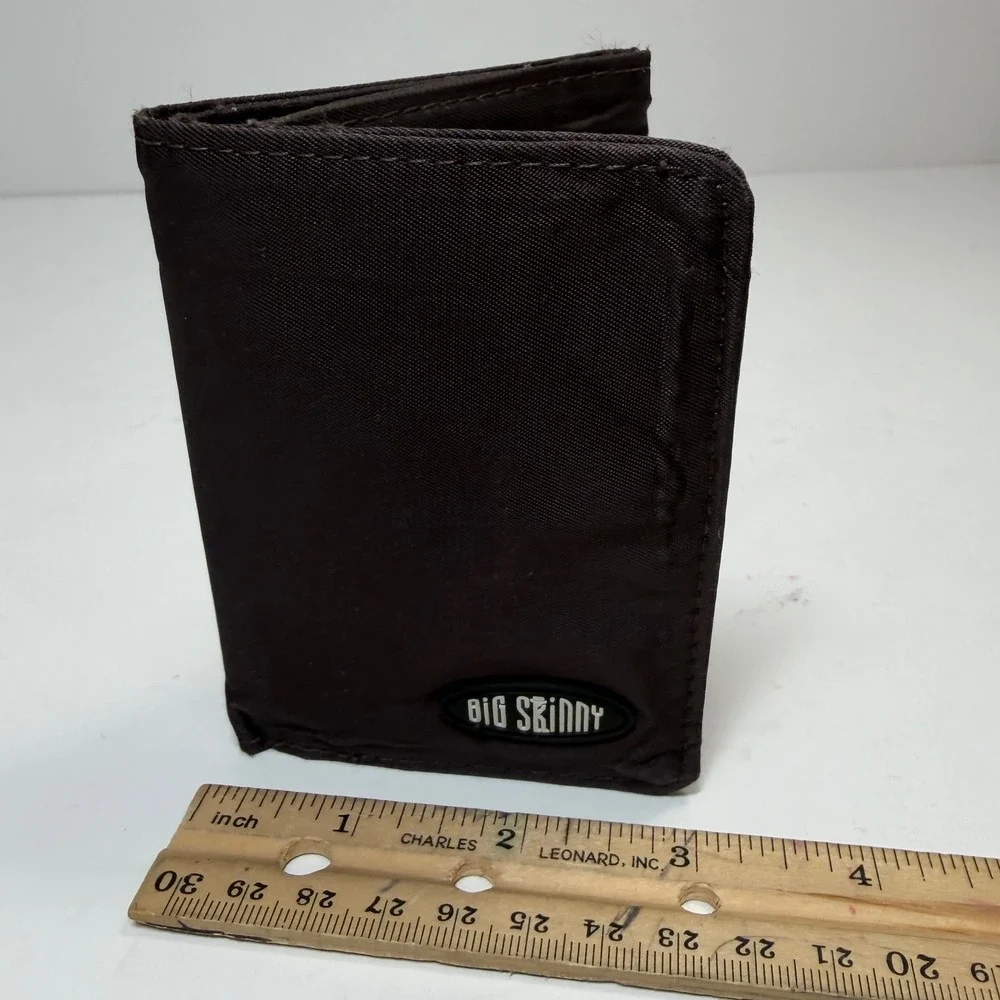Big Skinny Mens Brown Minimalist Lightweight Trifold Utilitarian Canvas Wallet